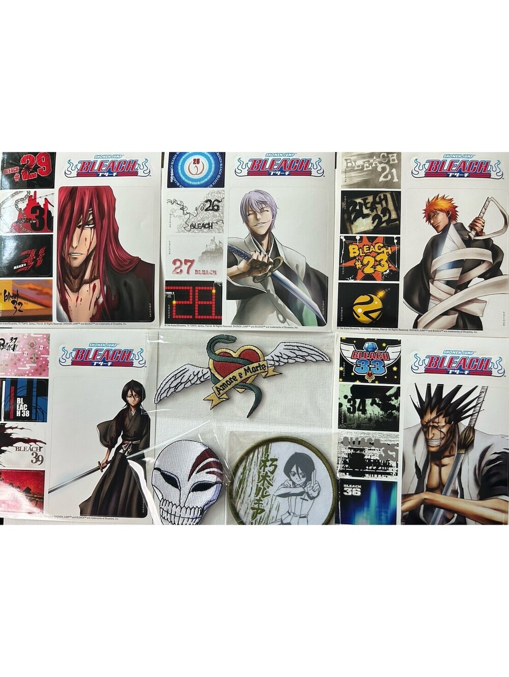 Bleach Anime Shonen Jump Sticker Sheets Pack & 3 Embroidered Patches       N-2